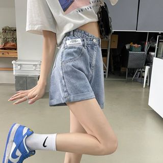 顏色 牛仔 短褲 女 夏 高腰 做舊 破洞 顯瘦 a字 熱褲子 女生衣服 短褲 褲子【SG05017】