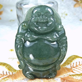 珍珠林~歡喜如意彌勒佛玉珮/把件/小擺件~緬甸A貨翡翠玉#224