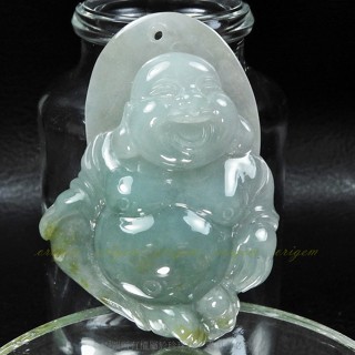 珍珠林~歡喜彌勒佛玉珮~緬甸A貨冰種翡翠#729