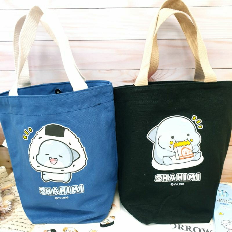 正版現貨🍙鯊西米 手提袋 帆布手提袋 胖鯊魚 午餐袋 帆布提袋 外出提袋 小購物袋