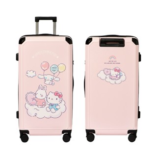 【三麗鷗 Hello Kitty】 28吋拉鍊款行李箱 胖胖箱 旅行箱 - 雲朵粉 (2年保固 海關鎖)