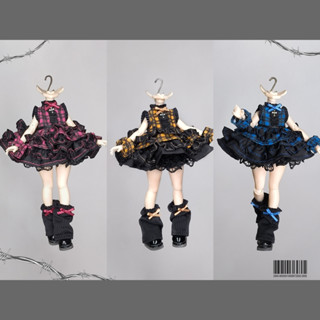 【預購】OB11 格紋黑色蕾絲小洋裝 OB11黏土人GSC.Obitsu.P9.UFdoll 娃衣娃鞋衣服