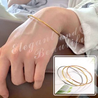 【好事+】百搭時尚女款細手環手鐲 簡約金色銀色玫瑰金鈦鋼飾品 氣質高質感2mm素圈線圈手環 不易掉色