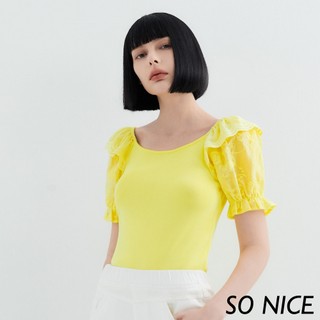SO NICE【特惠】甜美棉繡花袖針織上衣｜都會時尚女裝【93330049】