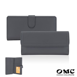 【OMC】納帕18卡1照雙面收納牛皮長夾4103(深灰)