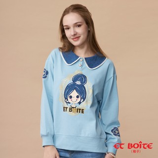 BLUE WAY ET BOiTE 箱子 - 女款 小香DORA半開襟圓領長TEE(藍)