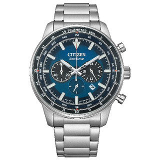 CITIZEN 星辰 Chronograph CA4500-91L 光動能三眼計時時尚錶 藍 44mm