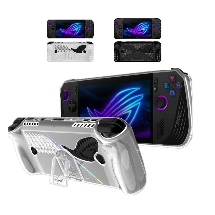 ROG Ally X 遊戲主機保護殼 PC+TPU軟硬防摔矽膠套帶支架外殼