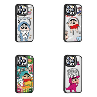 蠟筆小新磁吸無線充iphone11手機殼 蘋果12 13 14 15 16 pro max鏡頭支架殼15pro防摔保護殼