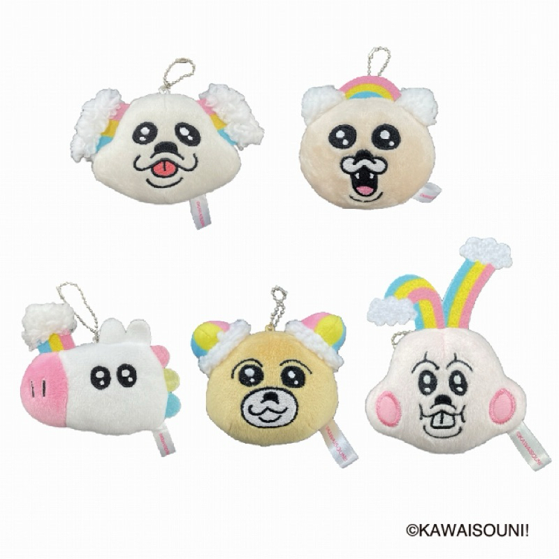 ❤Lika小舖❤日本帶回 全新現貨 正版景品玩偶布偶娃娃 んぽちゃむ Npochamu 彩虹動物吊飾 尿布兔 內褲兔