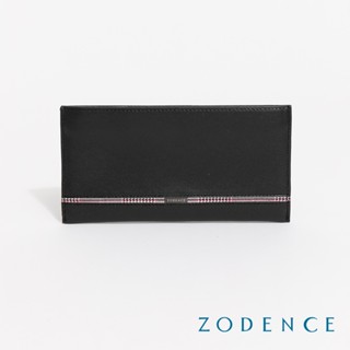 ZODENCE KIRK進口真皮簡式拉鍊長夾-黑