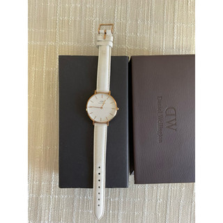 Daniel Wellington DW 手錶 Petite Bondi 32mm純真白真皮皮革 錶-玫瑰金框 二手