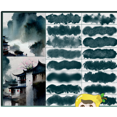 Y雲空間--- ❤️筆刷【G|mai|發送】---ps筆刷古風水墨水彩淡彩渲染淡墨國畫國風書法噴濺勾線濃墨毛筆