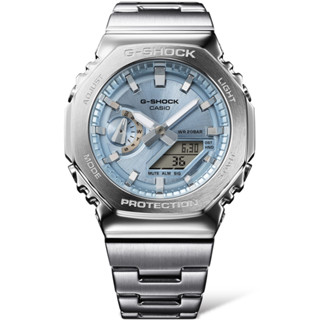 CASIO 卡西歐 G-SHOCK 時尚金屬 絢彩錶盤 八角形錶殼手錶-水藍 GM-2110D-2A