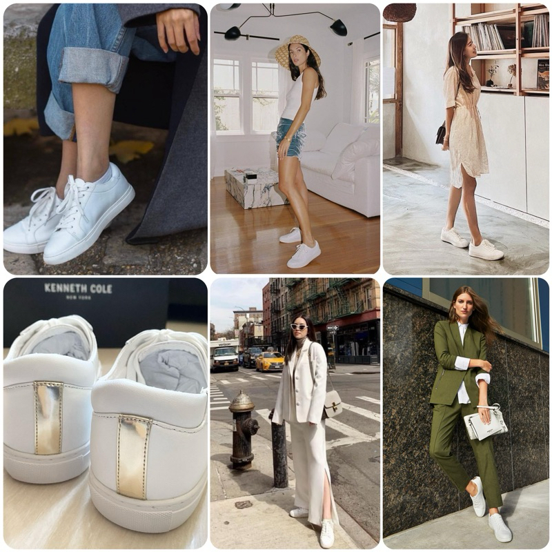 現貨🇺🇸Kenneth Cole Kam Leather 美國正品代購 柔軟小牛皮 女款金色後邊 小白鞋 休閒鞋