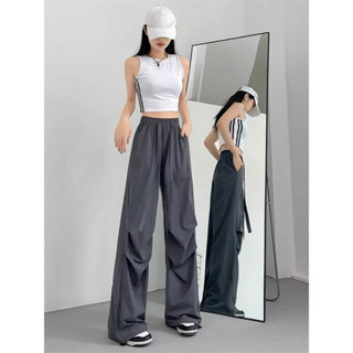 【Carmar】美式運動褲女2024夏季新款薄速幹降落傘褲子高腰顯瘦休閒工裝褲