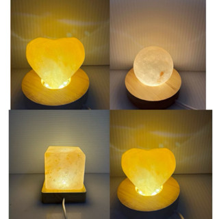 喜馬拉雅山鹽燈 迷你小鹽燈 USB led 原木發亮底座 擴香燈 精油燈 氣氛燈 床頭燈 網紅創意燈