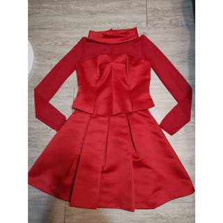 專櫃精品品牌 LAVINS/ 紅色小禮服上衣+裙子