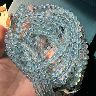 小極品-透藍冰透小玻璃體 海藍寶【6.5mm+】(3圈)圓珠ღ手珠手鍊DIY串珠隔珠項鍊•水晶退坑