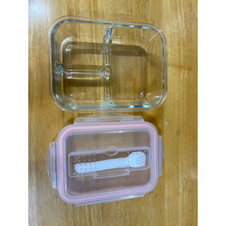 T型分隔耐熱玻璃便當盒950ml 全新