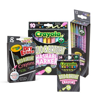 【美國繪兒樂Crayola】星光炫彩系列 蠟筆 旋轉彩色鉛筆 可水洗彩色筆｜繪於深色紙張上 更明亮顯色