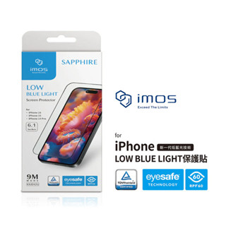 imos 螢幕保護貼 低藍光 高透 霧面 德國萊因認證RPF60 適用iPhone 16 15 14 13 12 全系列