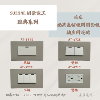 【SUZONE樹榮電工】✨ATHENS雅典系列✨曉灰 大地灰橡 大理石紋 蒂芬綠 玫瑰金 GR灰 魔粒黑 鋁合金開關插座