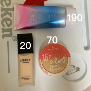 曼秀雷敦SKIN AQUA水潤肌柔光透亮防曬飾底凝露 LAMEILA 持妝粉底液 essence16小時持久粉餅
