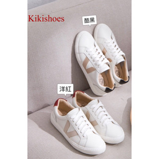 [kikishoes] 【FAIR LADY】現貨軟實力 側V拼接免綁帶厚底休閒鞋 502388 (洋紅 酷黑 )