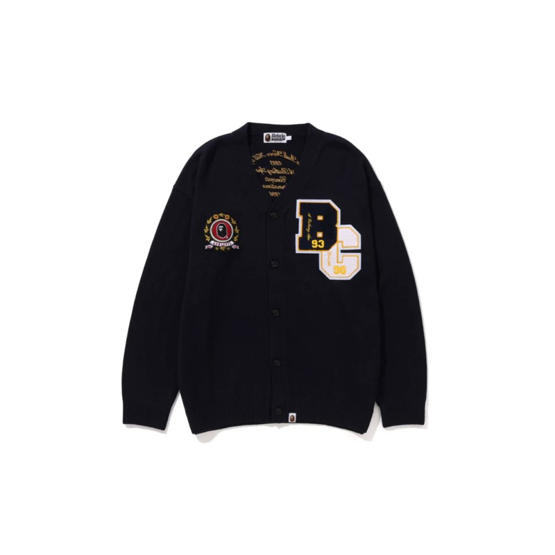 #bape 聯名款 美式風格學院風🇺🇸 棒球外套設計的  羊毛混紡材質的針織開衫