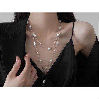 法桸飾品 X F a c : / e Accessory 高階感輕奢滿天星珍珠項鍊鎖骨珍珠美人魚多層次搭配細頸鍊