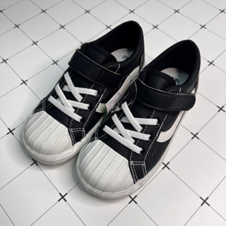 ［出清品］《布布童鞋》台灣製流行黑白色皮質帆布兒童休閒鞋