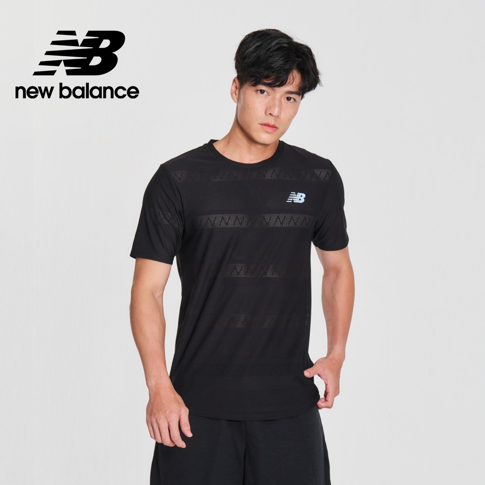 【New Balance】 NB 運動短袖上衣_男性_黑色_AMT13277BK