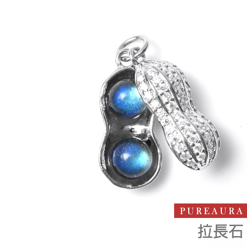 【Pureaura ® 純粹水晶寶石】 頂級藍光拉長石好事花生