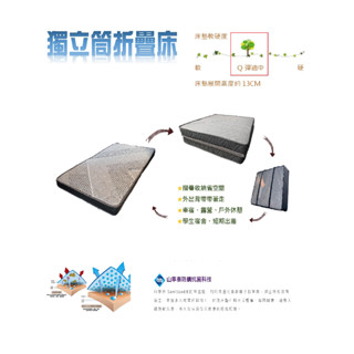 嘉義/臺南/高雄/屏東地區免運山寧泰防蟎抗菌3尺/3.5尺/5尺【厚度13公分】可攜式獨立筒折疊床墊/外出床墊/宿舍床墊