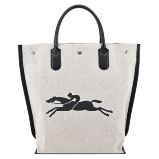 LONGCHAMP ROSEAU系列帆布LOGO字母托特包(中/帆布白)｜100%原廠真品｜JS Maxx官方旗艦館