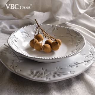 義大利VBC casa-白色花朵系列-湯盤2件組
