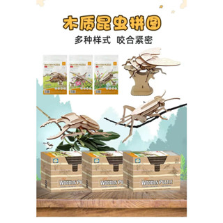昆蟲3D立體木拼圖木製拼圖組裝 蝴蝶，蜜蜂，獨角仙，蜻蜓，鍬形蟲