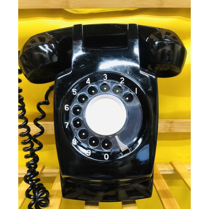 日本帶回中 古美品 600-A2 壁掛式轉盤電話 黑電話 店面擺飾 C6-2202-54