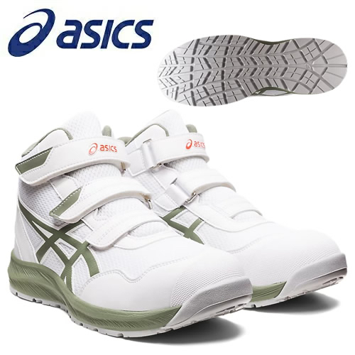 日本亞瑟士asics塑鋼安全鞋  魔鬼氈 CP216 高筒輕量塑鋼頭 白綠色 工作鞋 寬楦舒適 防滑耐油 做工的人