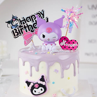 🌸小圓茄🌸 庫洛米 紫色版本 小惡魔 壓克力 美樂蒂公仔 蛋糕裝飾 女孩蛋糕 女寶寶生日禮物 KT猫咪 兒童玩具