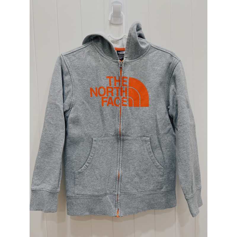 THE NORTH FACE 帽外套橘色螢光字體保暖外套M