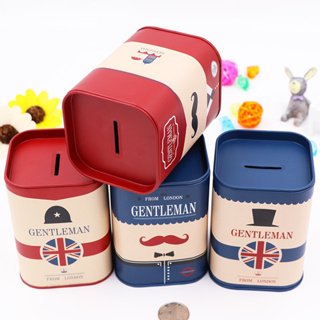 方形金屬馬口鐵存錢罐 創意英倫紳士儲蓄罐卡通筆筒茶葉罐批發