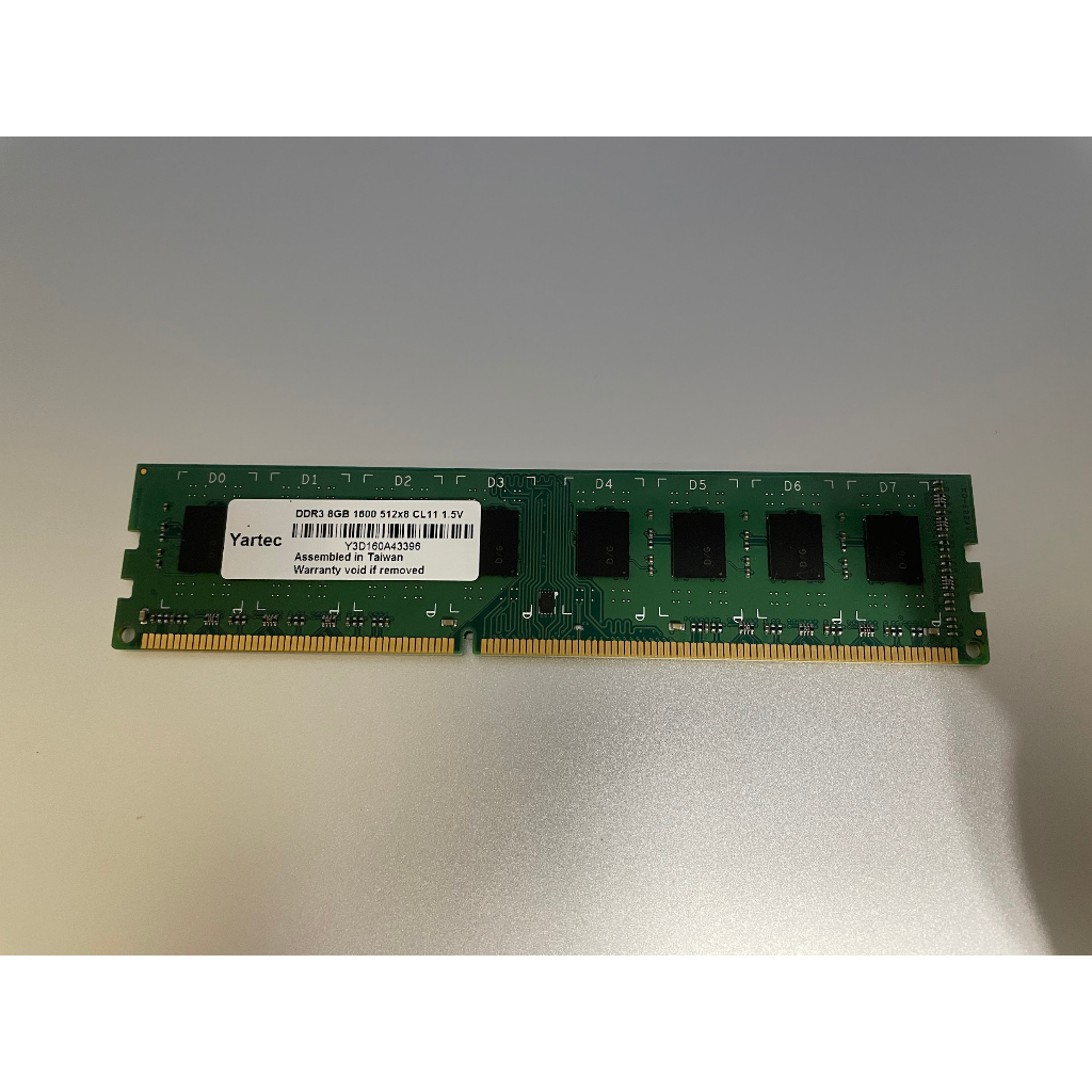 二手 Yartec DDR3 8GB 1600 512x8 CL11 1.5V