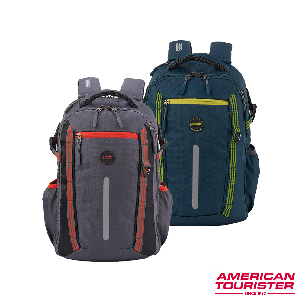 AT美國旅行者 AMERICAN TOURISTER 筆電後背包/登山包Magna Pace極輕量減壓反光條雨套_灰/綠