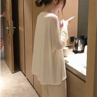 【JODIES】4色 薄款微透慵懶風防曬衣長袖t恤女 透視長袖上衣女 夏季薄款寬鬆白色空調罩衫 韓版百搭洋氣女裝