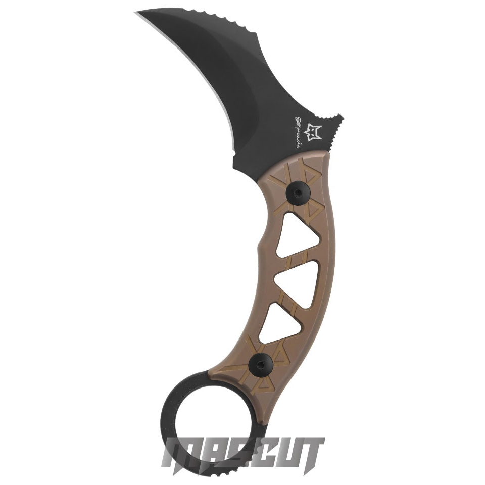 宏均-FOX Karambit MARCAIDA TRIBAL M390 PVD/黑色PVD拋 M390.鈦合金柄-直刀