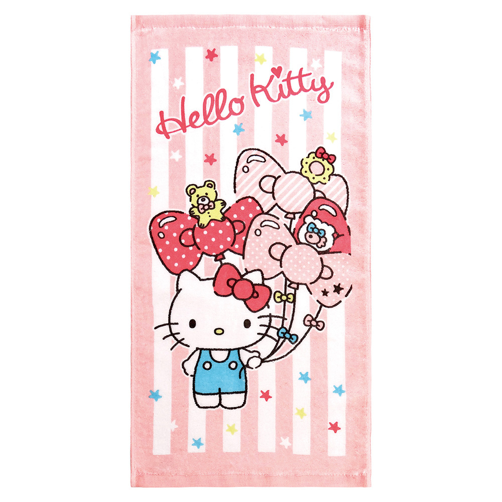 【生活工場】Hello Kitty蝴蝶結氣球童巾54*27cm