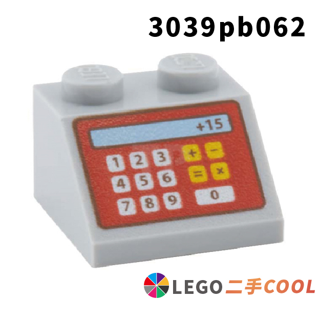 【COOLPON】正版樂高 LEGO【二手】Slope 45 2x2 3039pb062 收銀機 斜面磚 淺灰
