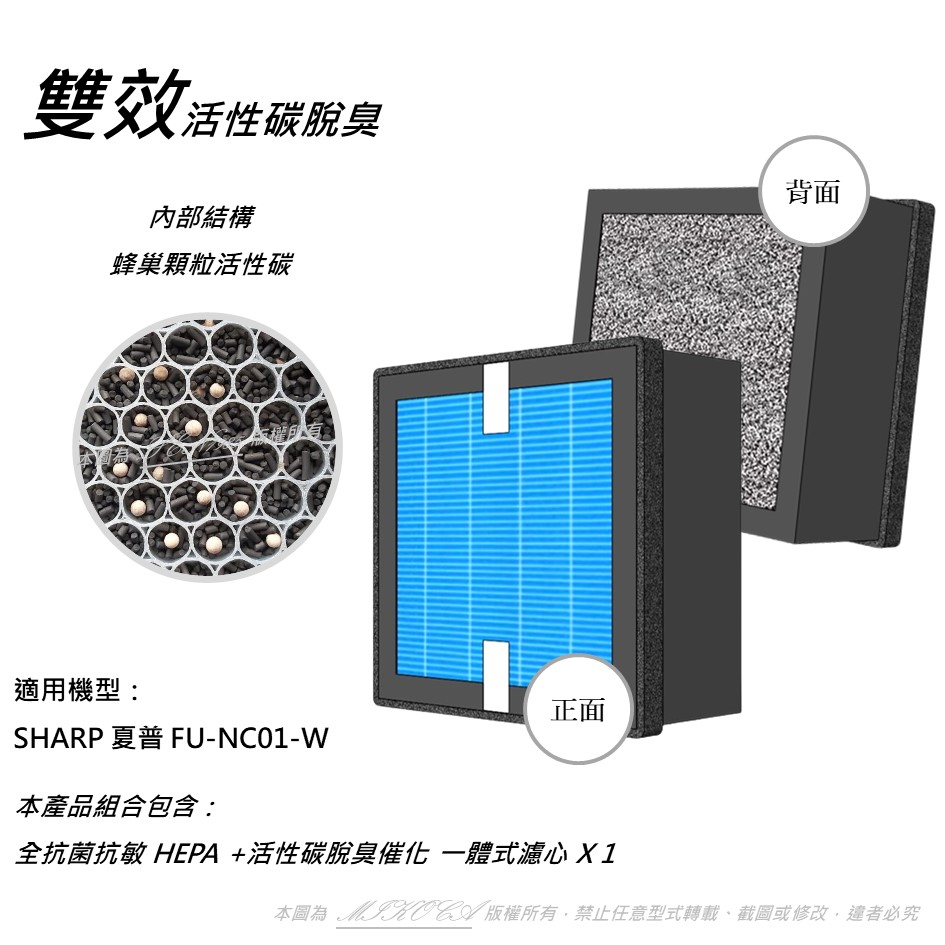 抗菌抗敏 適用 SHARP 夏普 FU-NC01-W 空氣清淨機 HEPA 對應 FZ-N15SFE